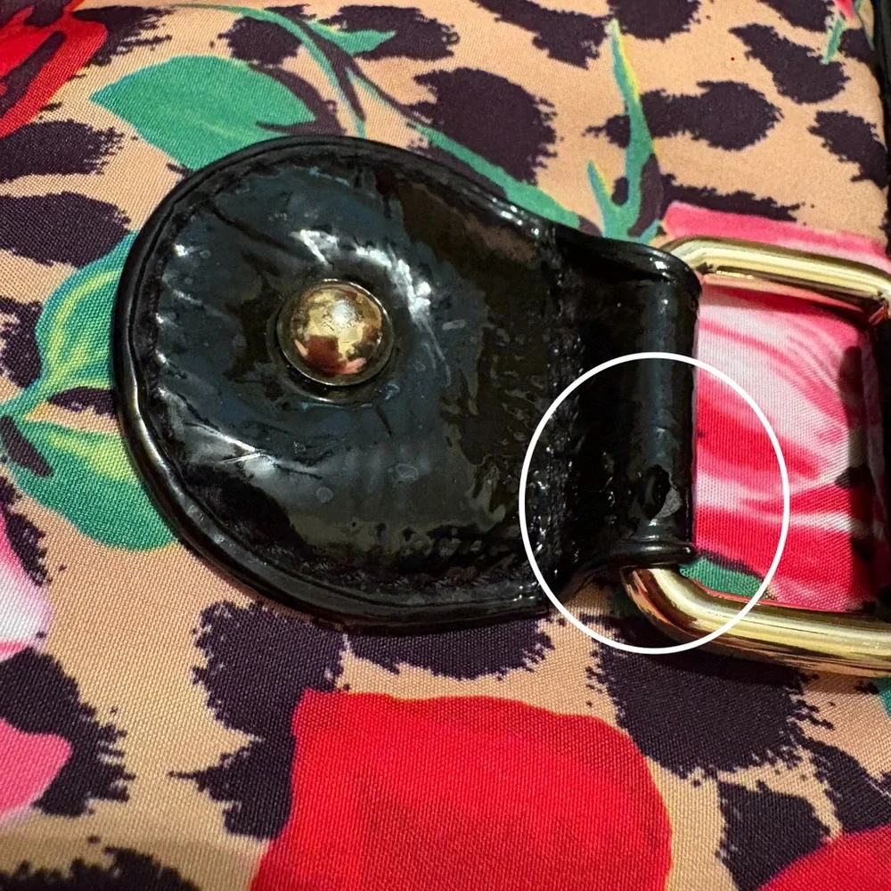 Betsey Johnson Red and Black Laptop Bag with Bold Roses Design No Strap